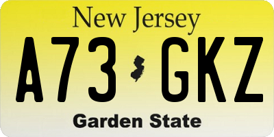 NJ license plate A73GKZ