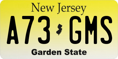 NJ license plate A73GMS