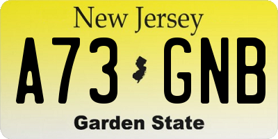 NJ license plate A73GNB