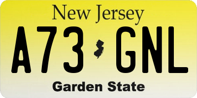 NJ license plate A73GNL
