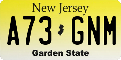 NJ license plate A73GNM