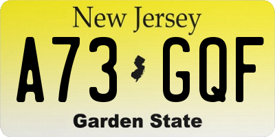 NJ license plate A73GQF