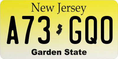 NJ license plate A73GQO