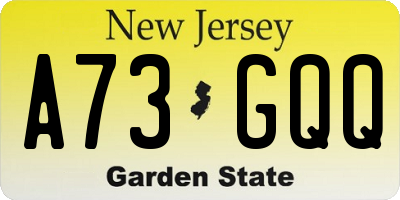 NJ license plate A73GQQ
