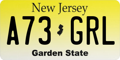 NJ license plate A73GRL