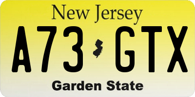 NJ license plate A73GTX