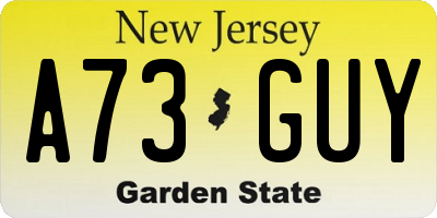 NJ license plate A73GUY