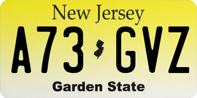 NJ license plate A73GVZ
