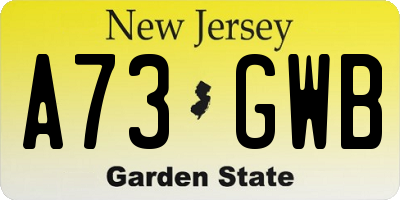 NJ license plate A73GWB