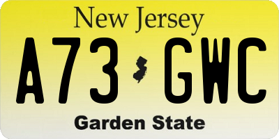 NJ license plate A73GWC