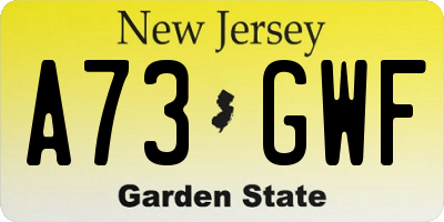 NJ license plate A73GWF