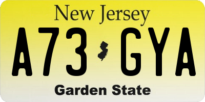 NJ license plate A73GYA