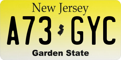 NJ license plate A73GYC
