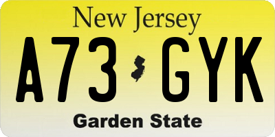 NJ license plate A73GYK