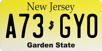 NJ license plate A73GYO
