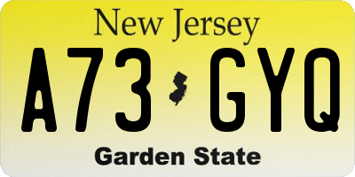 NJ license plate A73GYQ