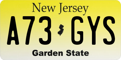 NJ license plate A73GYS