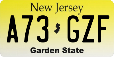 NJ license plate A73GZF