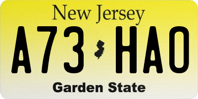 NJ license plate A73HAO