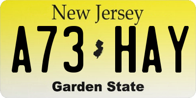 NJ license plate A73HAY