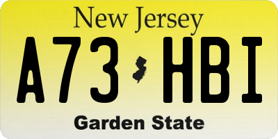 NJ license plate A73HBI