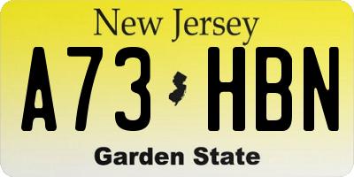 NJ license plate A73HBN