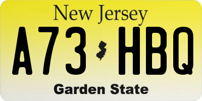 NJ license plate A73HBQ