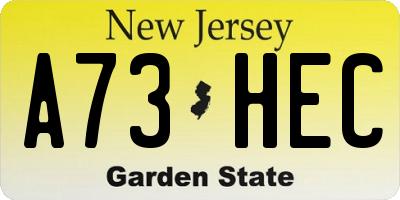 NJ license plate A73HEC
