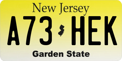 NJ license plate A73HEK