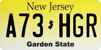 NJ license plate A73HGR