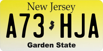 NJ license plate A73HJA