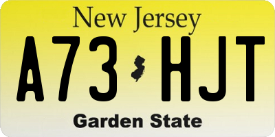 NJ license plate A73HJT