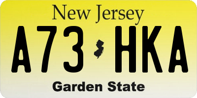 NJ license plate A73HKA