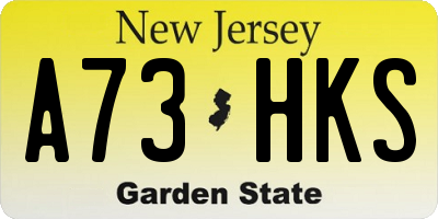 NJ license plate A73HKS