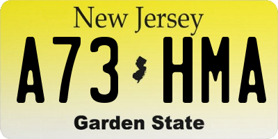 NJ license plate A73HMA