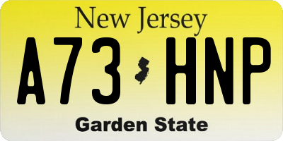 NJ license plate A73HNP