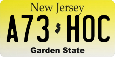 NJ license plate A73HOC