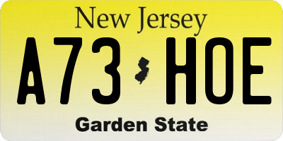 NJ license plate A73HOE