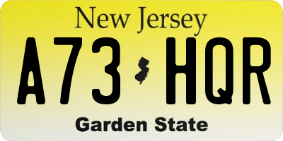 NJ license plate A73HQR