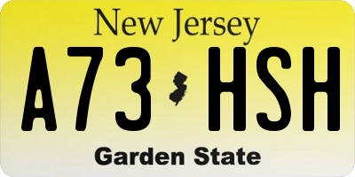 NJ license plate A73HSH
