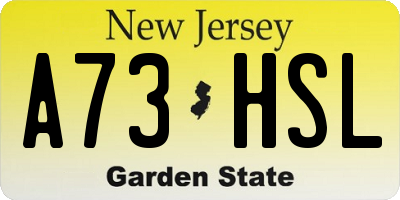 NJ license plate A73HSL