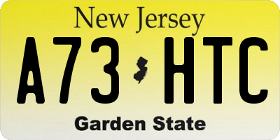 NJ license plate A73HTC