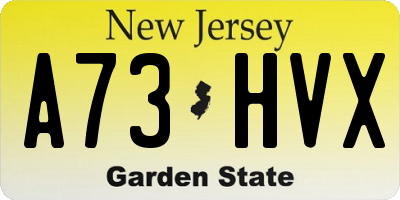 NJ license plate A73HVX