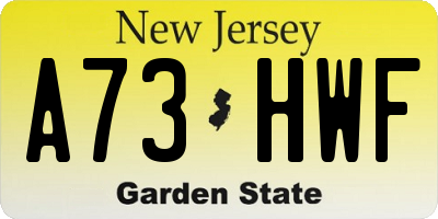 NJ license plate A73HWF