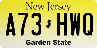NJ license plate A73HWQ