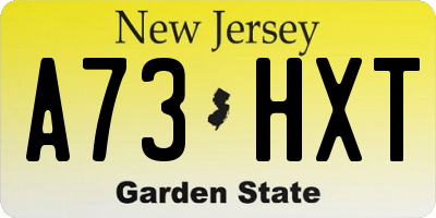 NJ license plate A73HXT