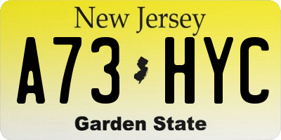 NJ license plate A73HYC