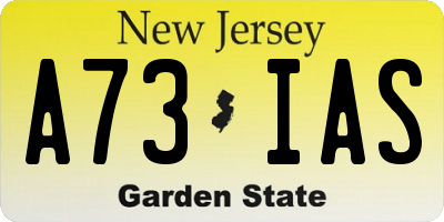 NJ license plate A73IAS