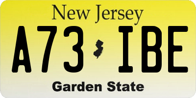 NJ license plate A73IBE
