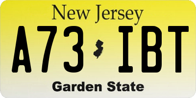 NJ license plate A73IBT
